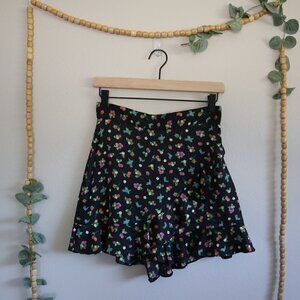 Zara Black Fruit Satin Skort Size Small